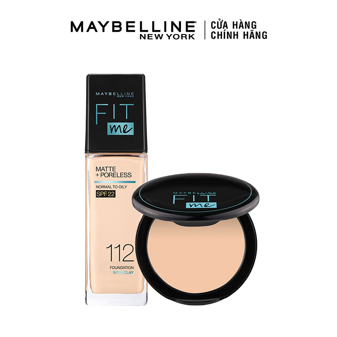 Combo Maybelline Fit Me Kem Nền 30ml + Phấn Nền 6g #120 Classic Ivory
