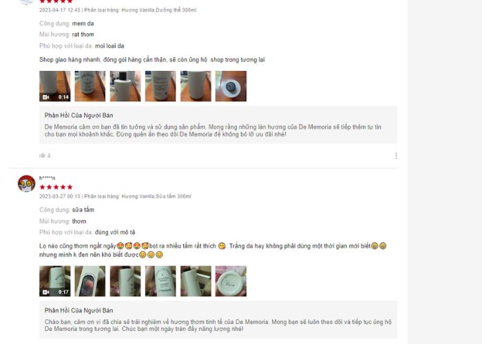 null Review sữa tắm De Memoria có tốt không?