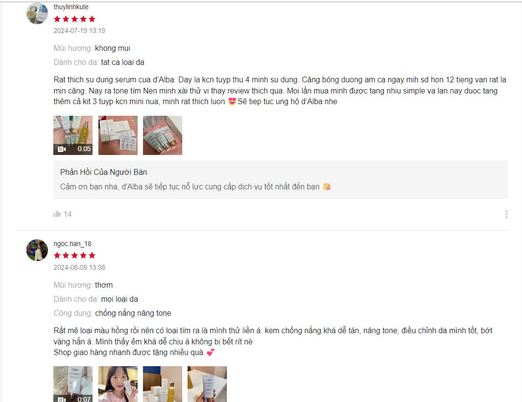 Review mỹ phẩm d'Alba có tốt không