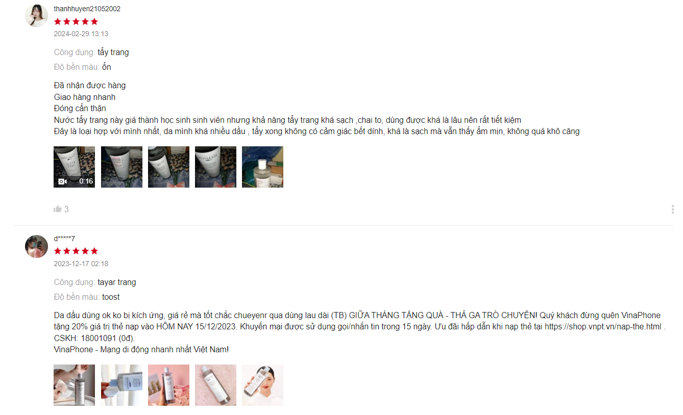 Review từ người dùng nước tẩy trang Byphasse có tốt không