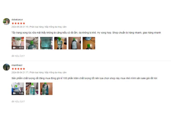 Review trên kênh mua sắm online