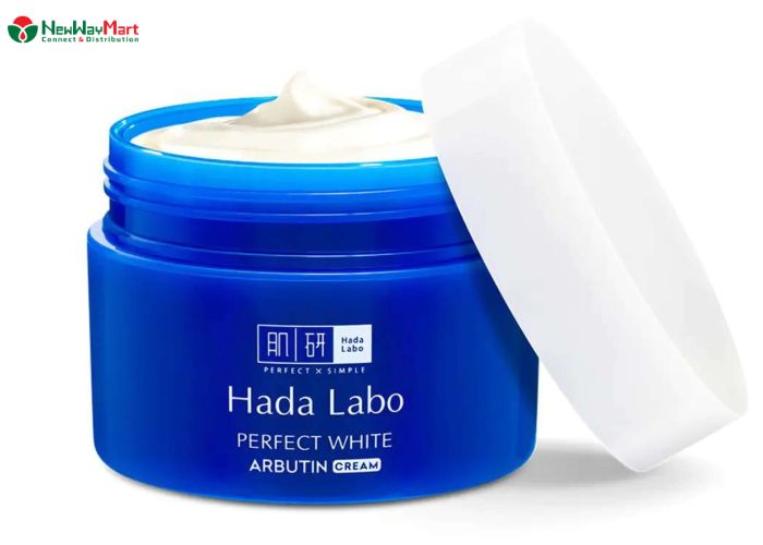 Thiết kế của kem dưỡng trắng da Hada Labo mang đậm dấu ấn đơn giản, tươi mát