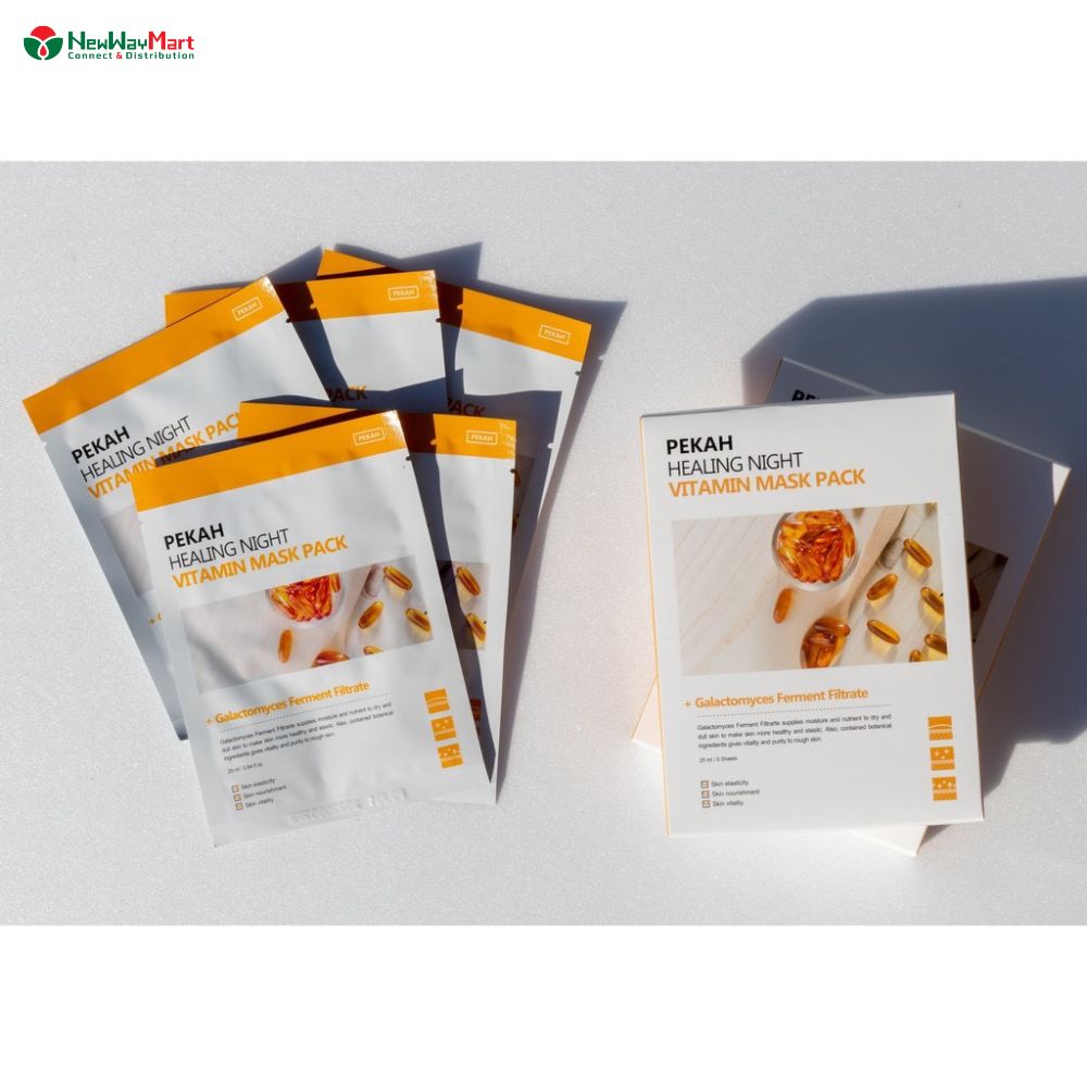 Mặt Nạ Giấy Cấp Ẩm Và Dưỡng Trắng Da Vitamin PEKAH 25ml - PEKAH Healing Night Vitamin Mask Pack