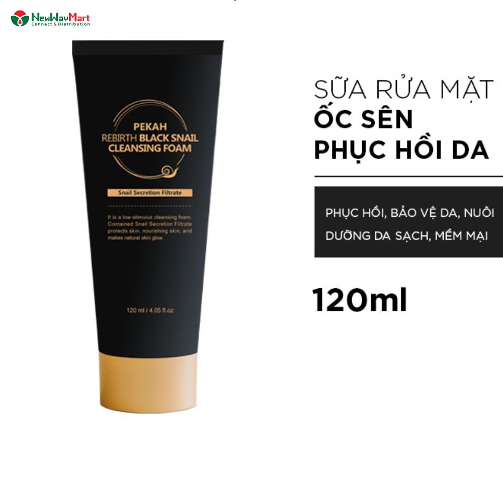 Sữa Rửa Mặt Phục Hồi Ốc Sên PEKAH - PEKAH Rebirth Black Snail Cleansing Foam 120ml