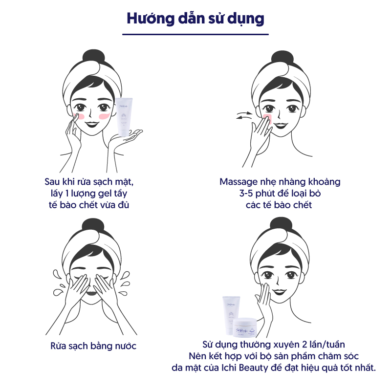 cách sử dụng gel tẩy tế bào chết Ichi Beauty
