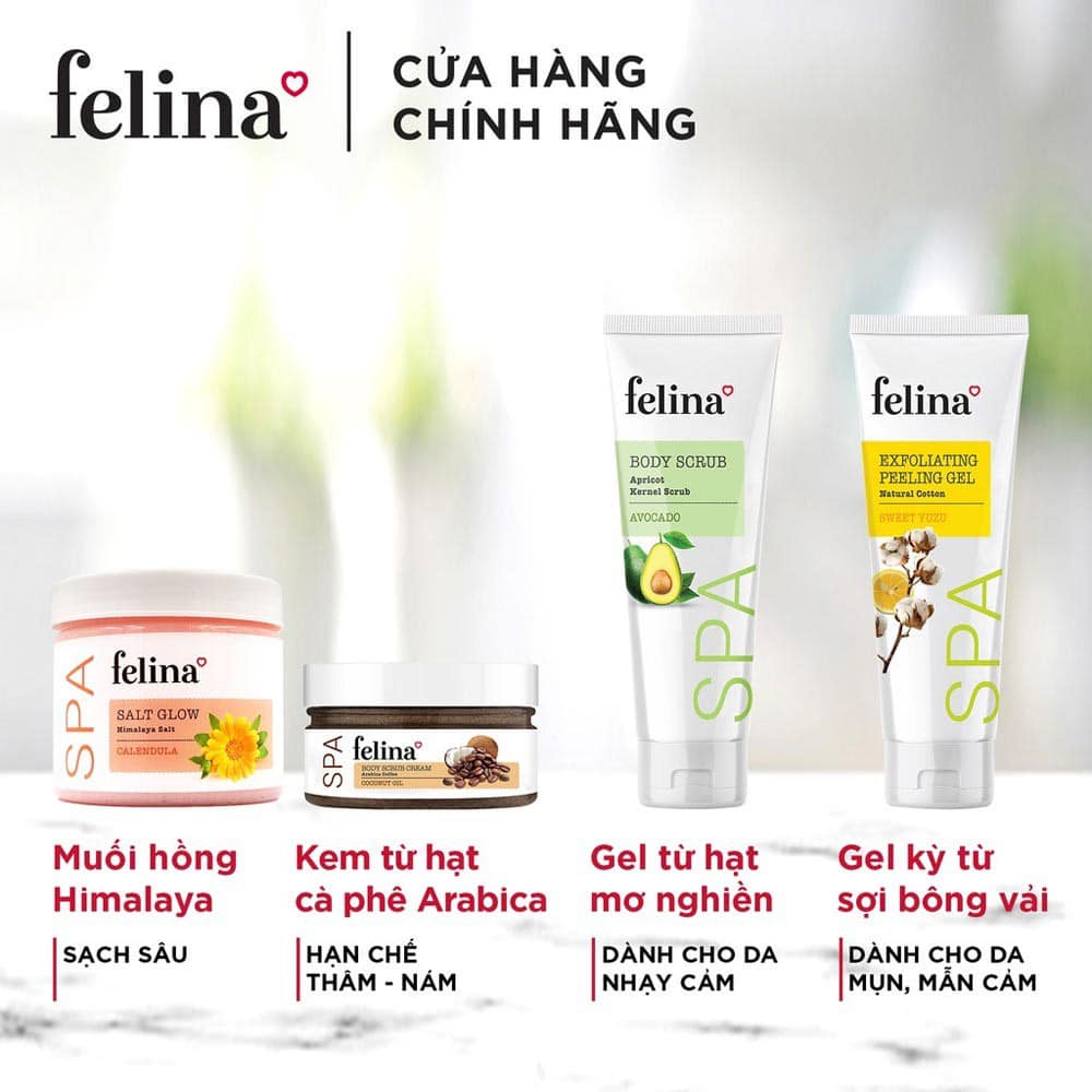Felina cung cấp đa dạng các sản phẩm tẩy tế bào chết