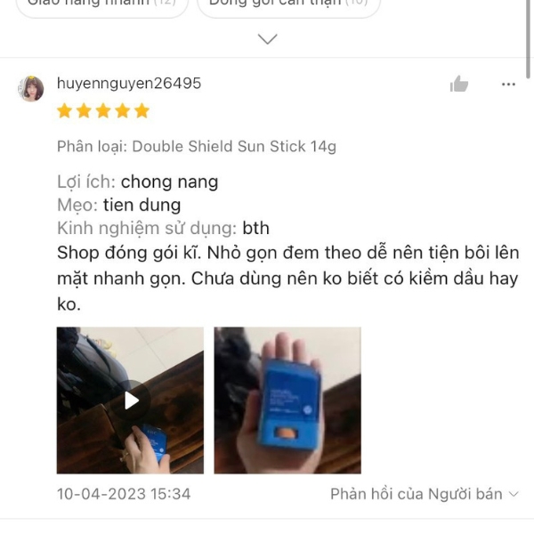 Kem chống nắng AHC màu xanh nhận được nhiều đánh giá tốt từ người sử dụng