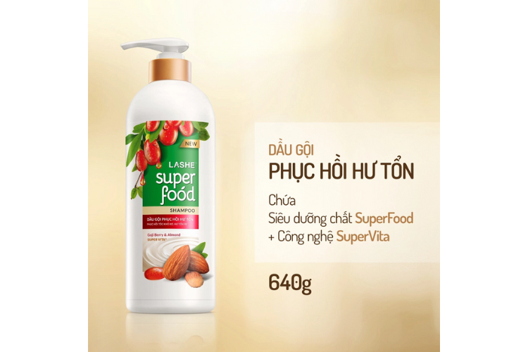 Thành phần của dầu gội Superfood giúp nuôi dưỡng tóc chắc khỏe, bóng mượt, ngăn ngừa tóc gãy rụng, hư tổn