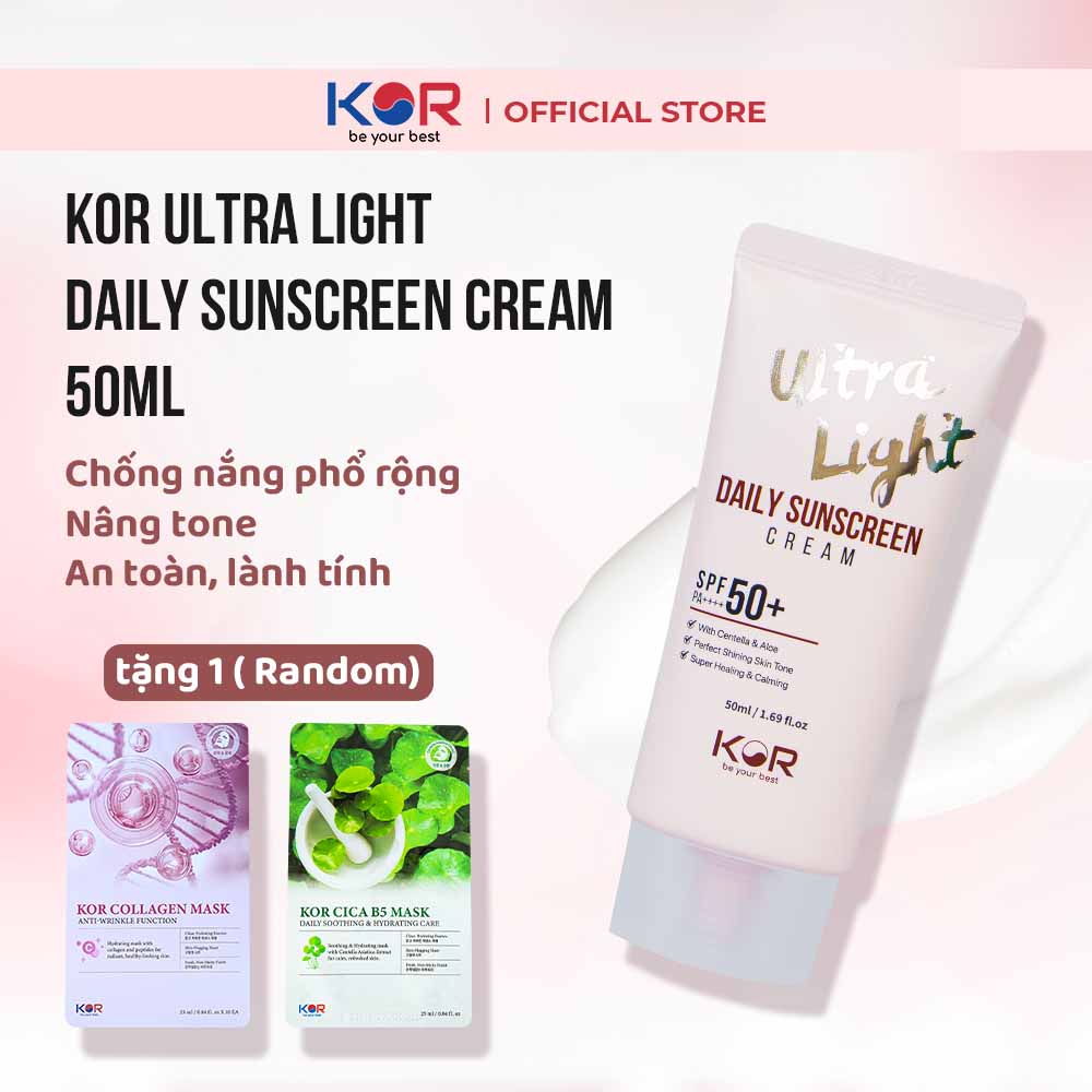 Kem chống nắng KOR Ultra Light Daily Sunscreen Cream SPF 50+ PA ++++