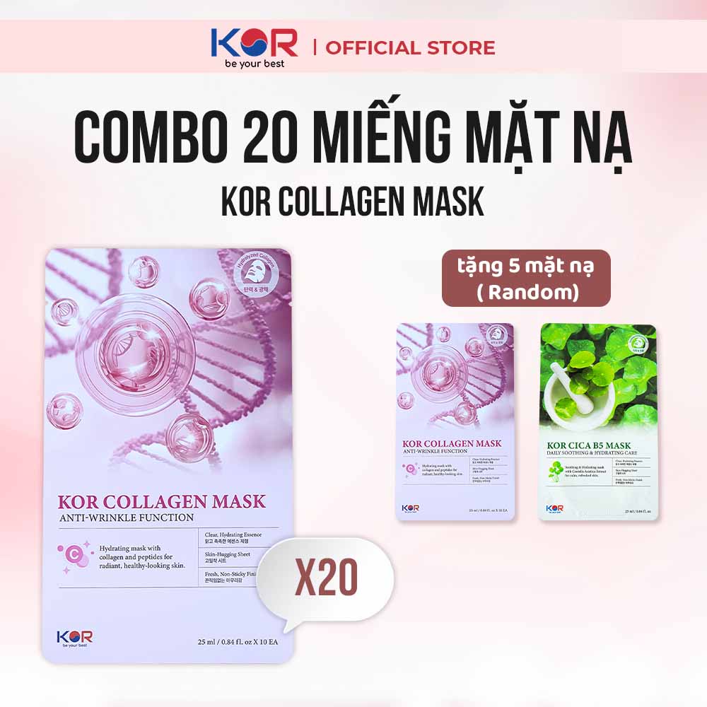 COMBO 20 Miếng mặt nạ KOR COLLAGEN MASK - ANTI WARINKLE FUNCTION