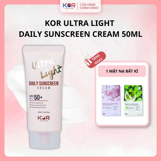 Kem chống nắng KOR Ultra Light Daily Sunscreen Cream SPF 50+ PA ++++