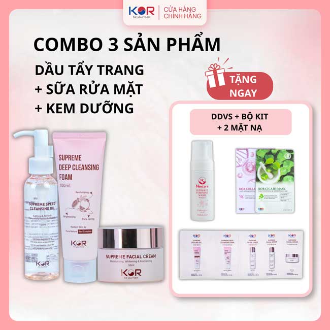 Bộ Chăm Sóc Da Cơ Bản ( Dầu tẩy trang + Sữa rửa mặt + Kem dưỡng )