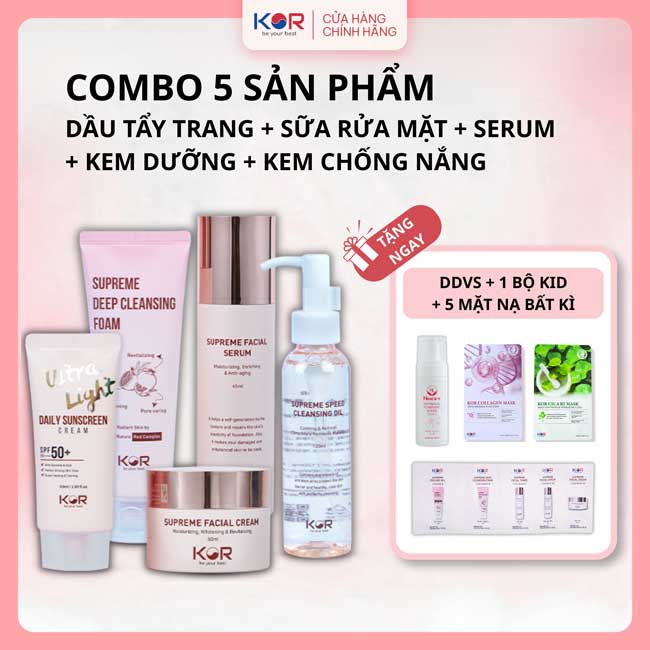 Bộ Trẻ Hóa Làn Da ( Dầu tẩy trang + Sữa rửa mặt + Serum + Kem dưỡng + Kem chống nắng )