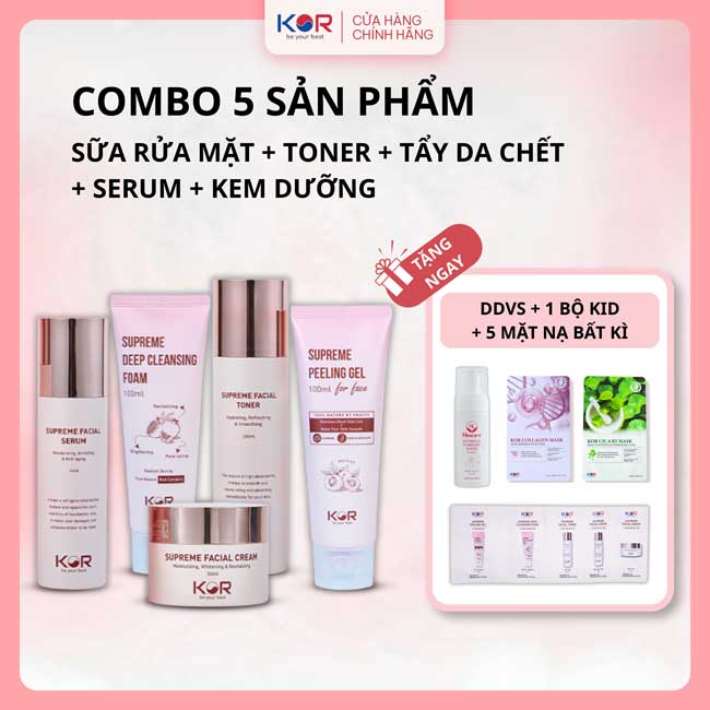Bộ Phục Hồi & Trẻ Hóa (  Sữa rửa mặt + Toner + Tẩy da chết + Serum + Kem dưỡng )