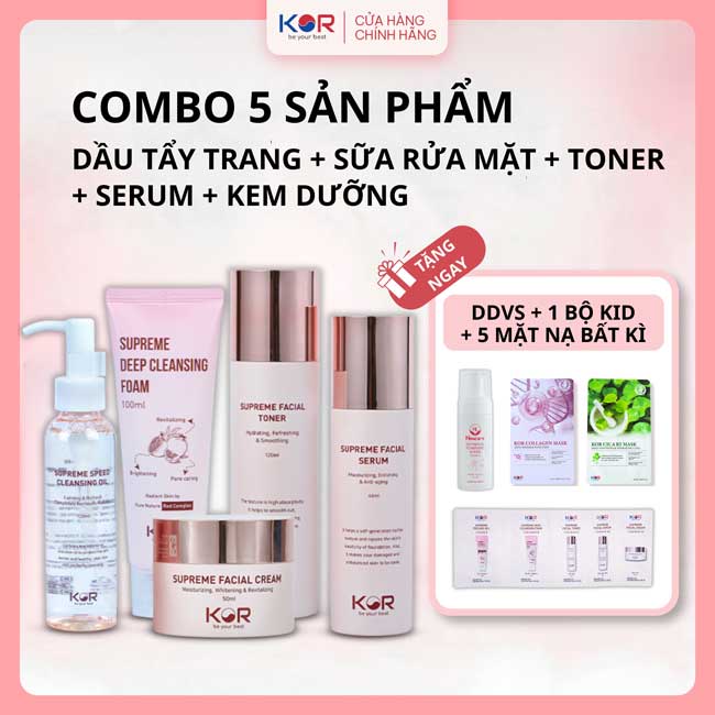 Bộ Chăm Da Tối Ưu ( Dầu tẩy trang + Sữa rửa mặt + Toner + Serum + Kem dưỡng )