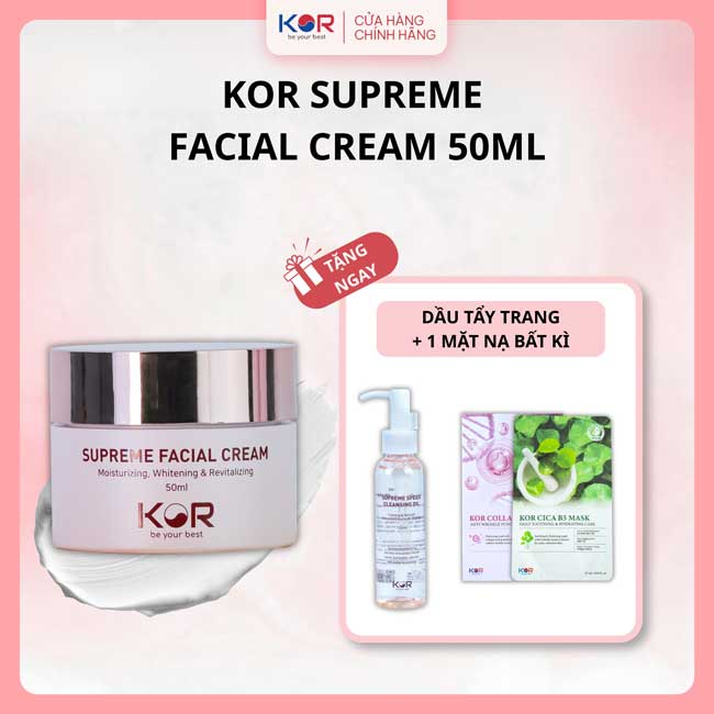 Kem dưỡng da KOR Tặng Dầu tẩy trang + Mặt nạ