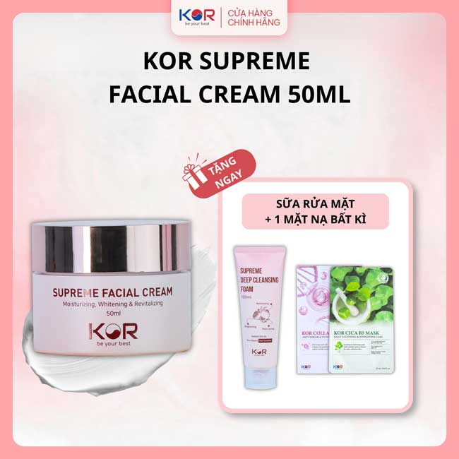 Kem dưỡng da KOR Tặng Sữa rửa mặt + Mặt nạ