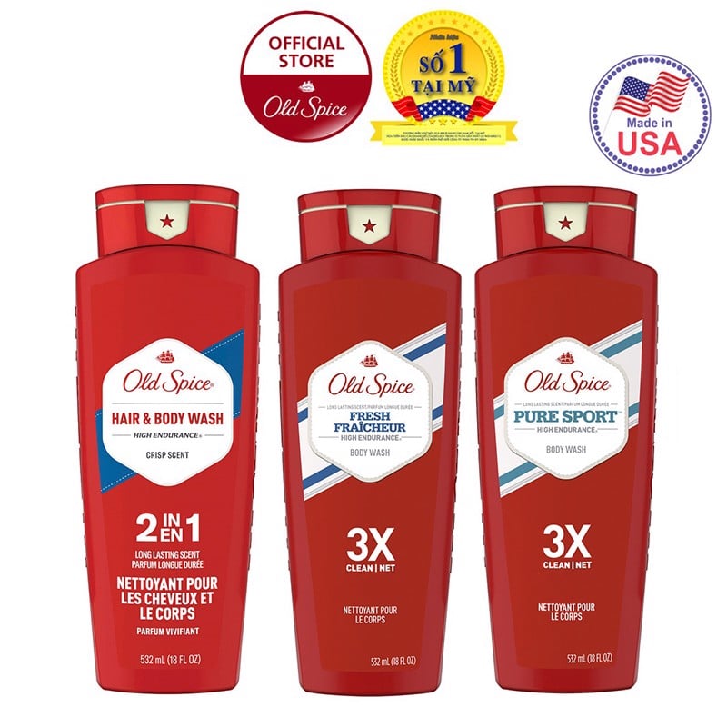 Sữa Tắm Gội Dành Cho Nam Old Spice High Endurance Body Wash 532ml