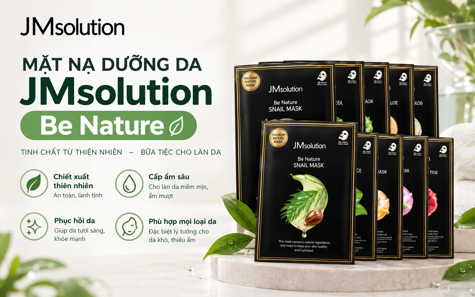Mặt Nạ JMsolution Be Nature: Cấp Ẩm, Dưỡng Sáng, Làm Dịu Da