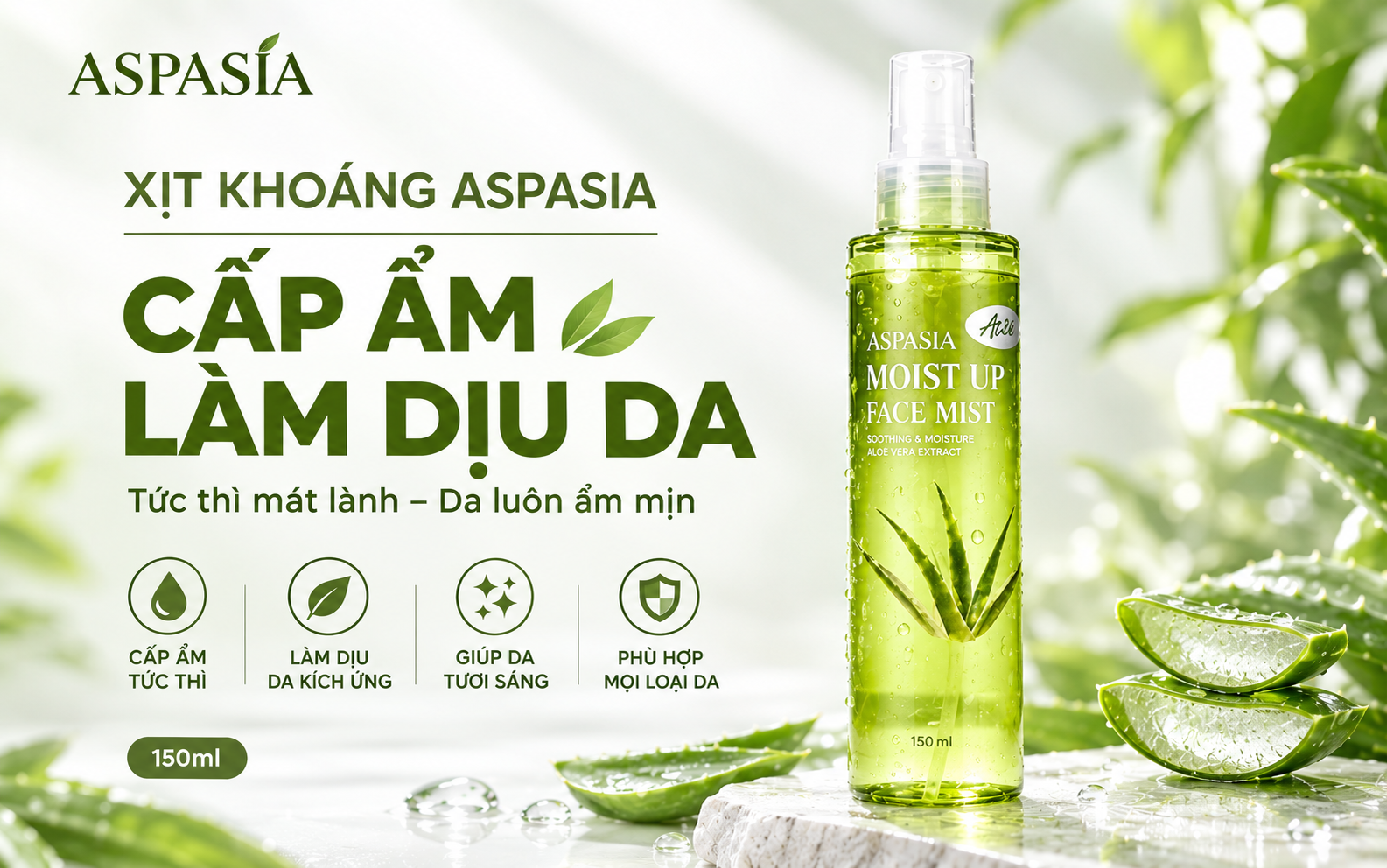 Review Xịt Khoáng Cấp Ẩm Dưỡng Da Aspasia Moist Up Face Mist