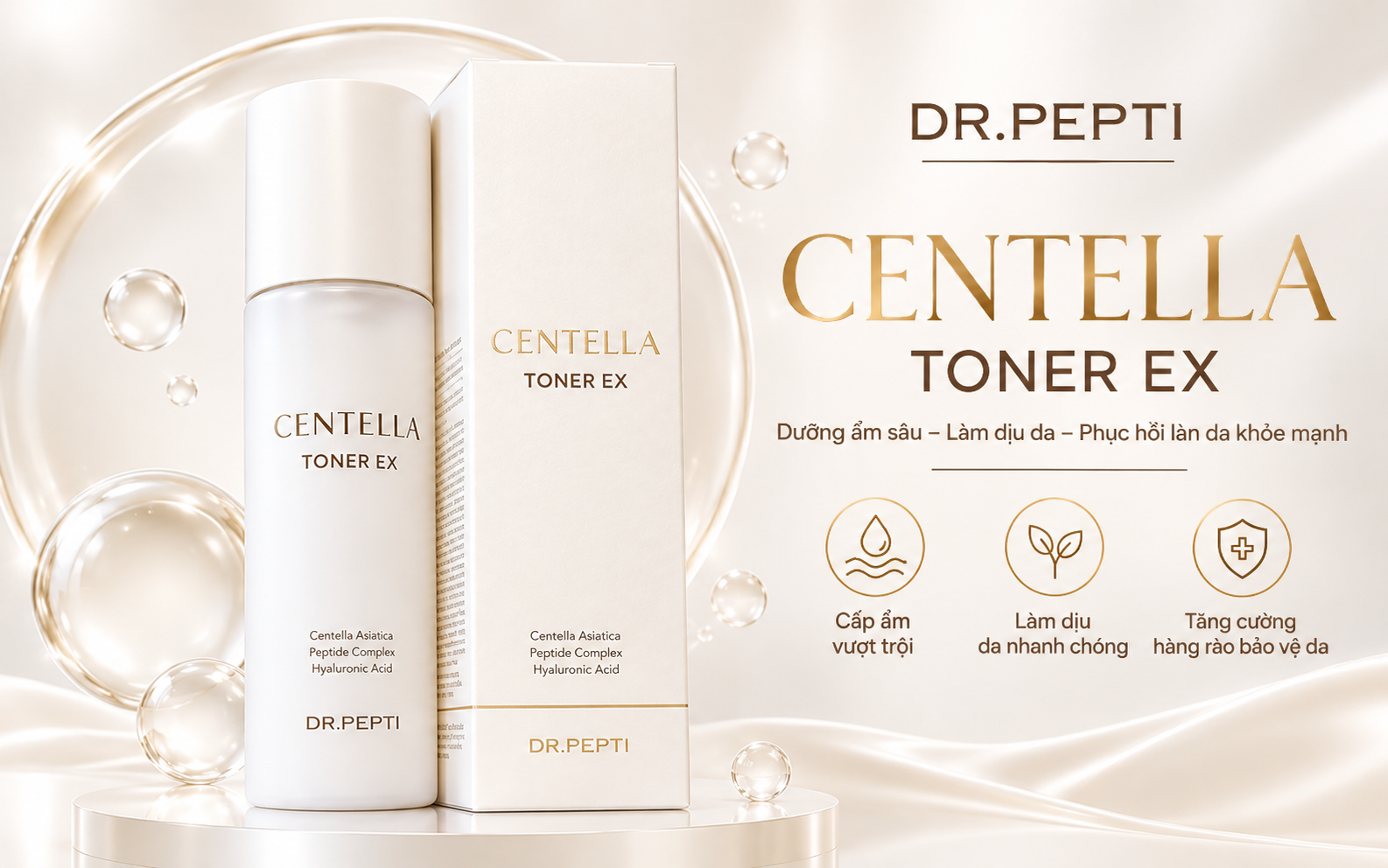 Toner Rau Má Cấp Ẩm, Làm Dịu Da Dr.Pepti Centella Toner Ex