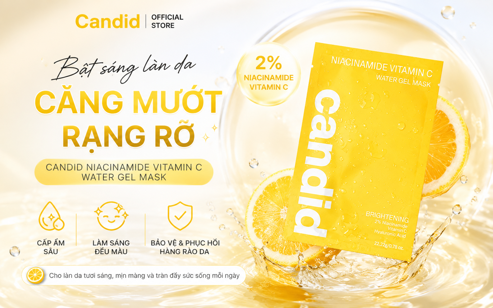 Mặt Nạ Dưỡng Sáng Da Candid Niacinamide Vitamin C Water Gel Mask