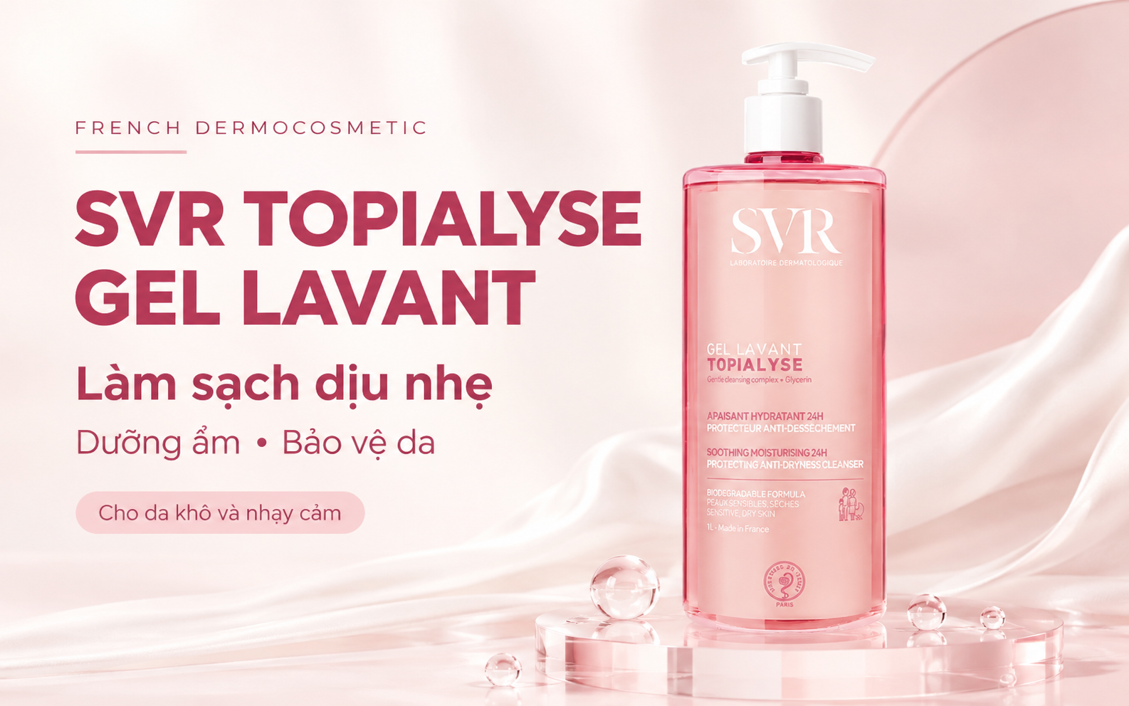 Gel rửa mặt SVR Topialyse Gel Lavant dịu nhẹ cho da khô, nhạy cảm