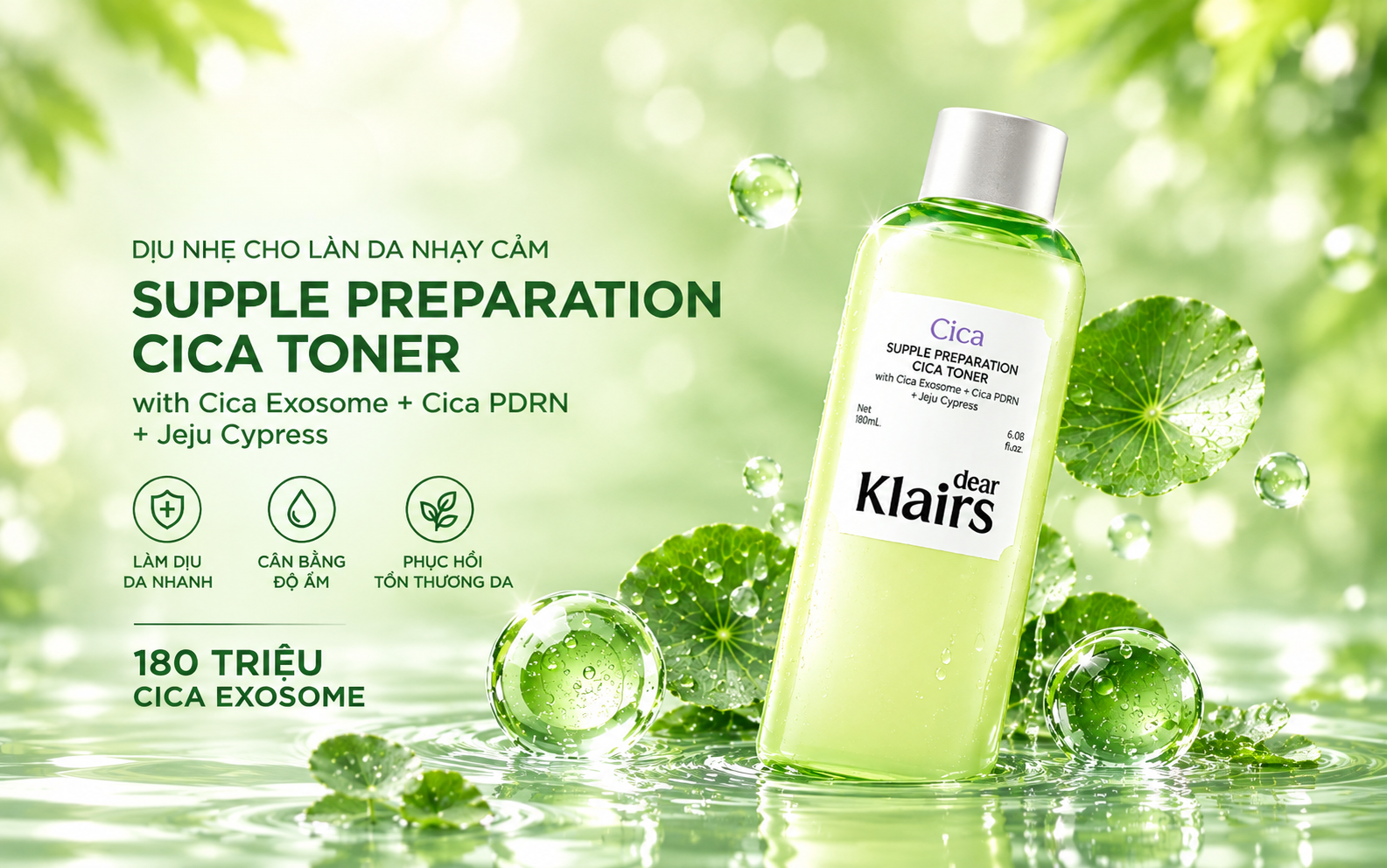 Review nước hoa hồng Dear Klairs Supple Preparation Cica Toner