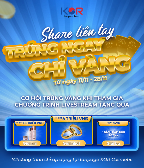 [Bloganchoi] Thương hiệu KOR tổ chức chương trình Bốc thăm trúng thưởng, nhận ngay 1 chỉ vàng 999,9