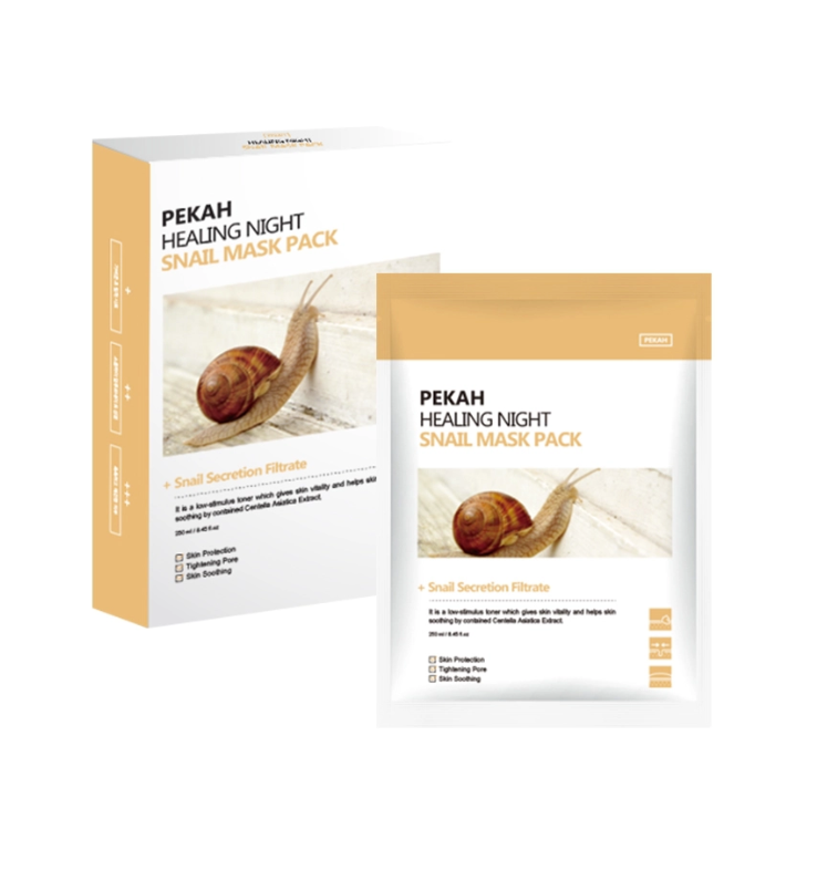 Mặt Nạ Giấy Phục Hồi Da Hư Tổn Ốc Sên PEKAH 25ml - PEKAH Healing Night Snail Mask Pack