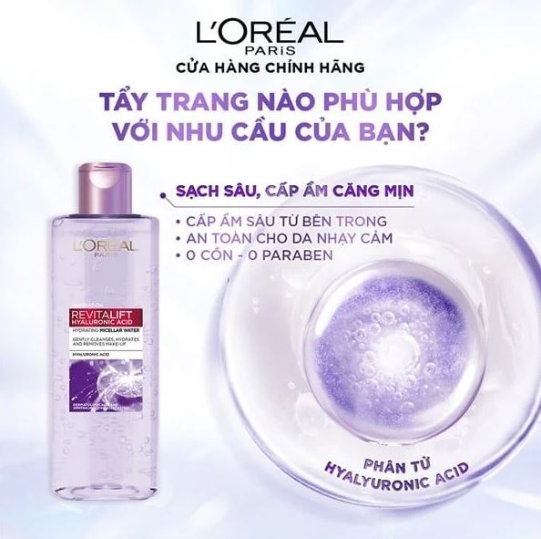 Review nước tẩy trang L'Oreal tím dùng cho da gì ?