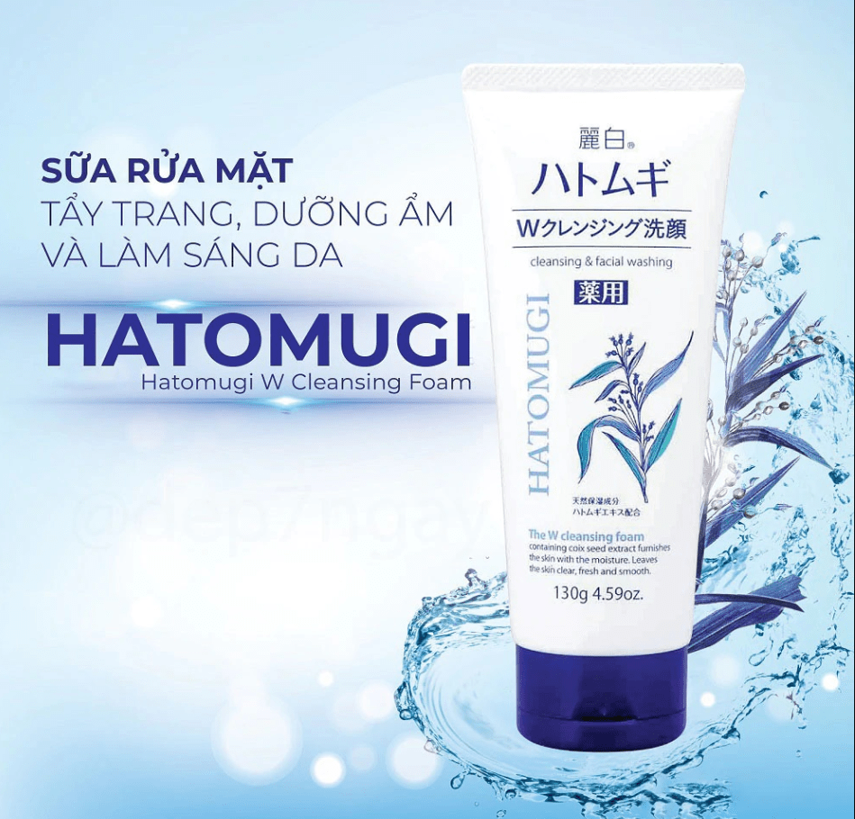 Review sữa rửa mặt Hatomugi trắng làm sạch dịu nhẹ, độ pH cân bằng