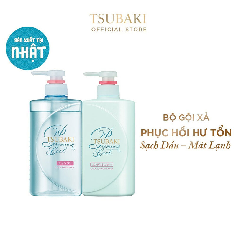 Bộ Gội Xả Tsubaki Sạch Dầu Mát Lạnh (490ml/chai)