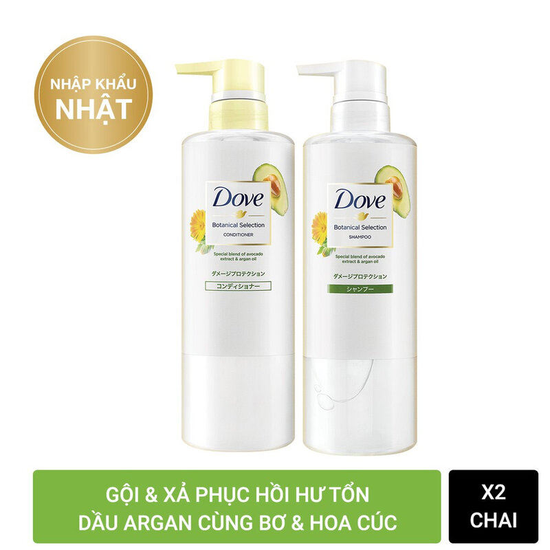 Bộ Gội Xả Dove Phục Hồi Hư Tổn Từ Bơ & Dầu Argan 500gx2