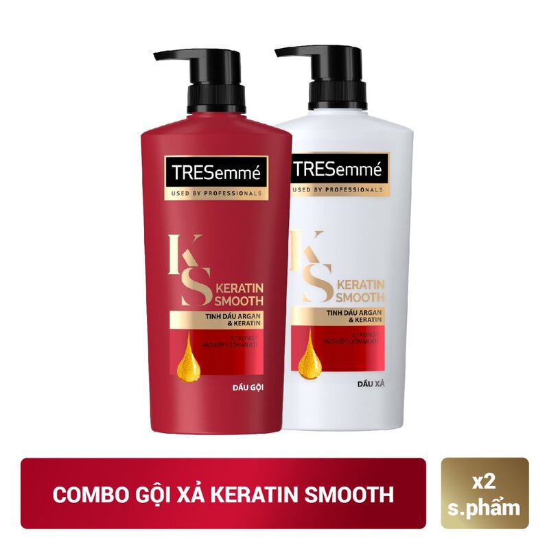 Bộ Gội Xả TRESemmé Keratin Vào Nếp Mượt Mà 640g + 620g