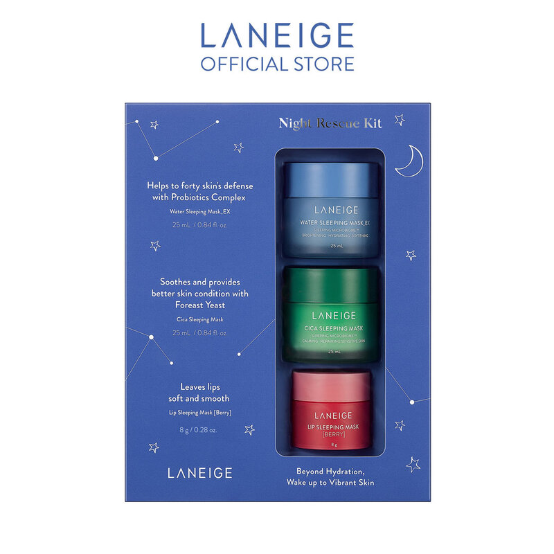 Bộ Mặt Nạ Ngủ Laneige Dưỡng Ẩm Cho Da Mặt Và Môi 3 Món