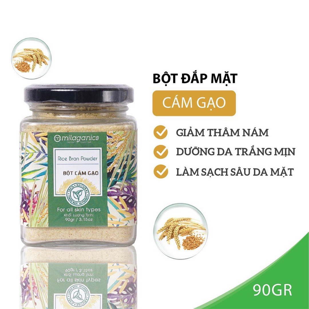 Bột Cám Gạo Milaganics Dưỡng Da Sáng Mịn, Mờ Thâm 100g