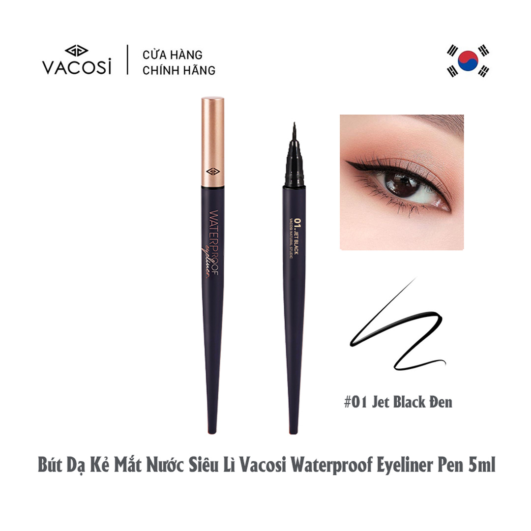 Bút Kẻ Mắt Nước Vacosi Siêu Lì Sắc Mảnh 01 Màu Đen 5ml