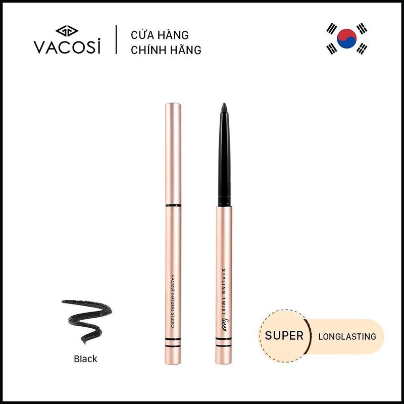 Chì Vặn Kẻ Mắt Vacosi Dạng Gel Màu Đen 5ml