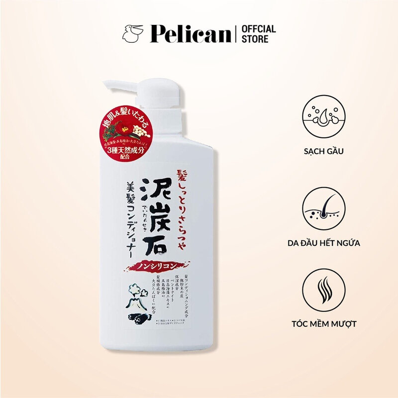 Dầu Xả Pelican Than Tre Và Bùn Tro Núi Lửa 500ml