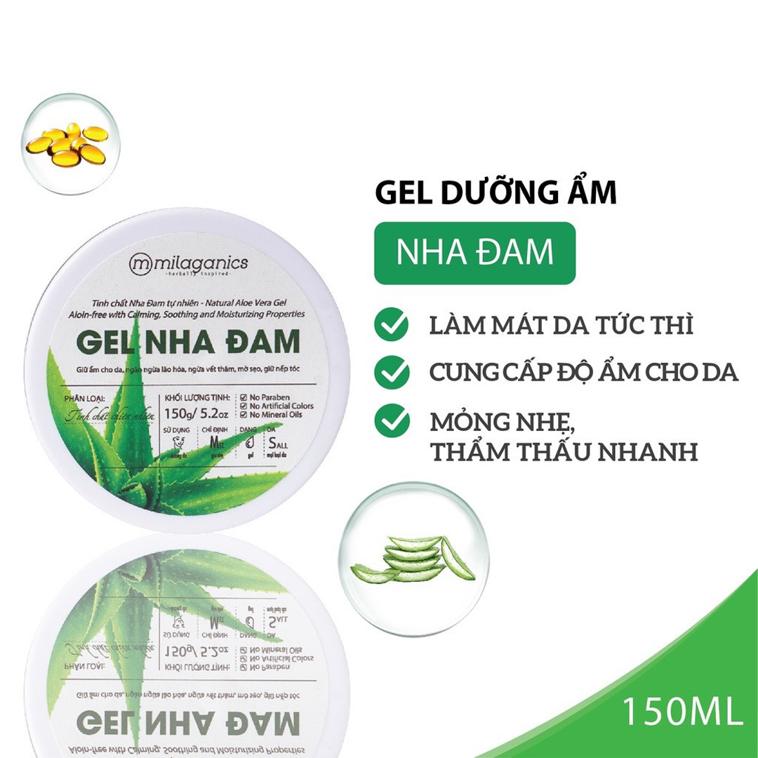 Gel Nha Đam Milaganics Dưỡng Ẩm & Làm Mềm Da