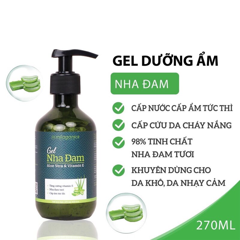 Gel Nha Đam Milaganics Dưỡng Ẩm & Làm Mềm Da 270ml (Mới)