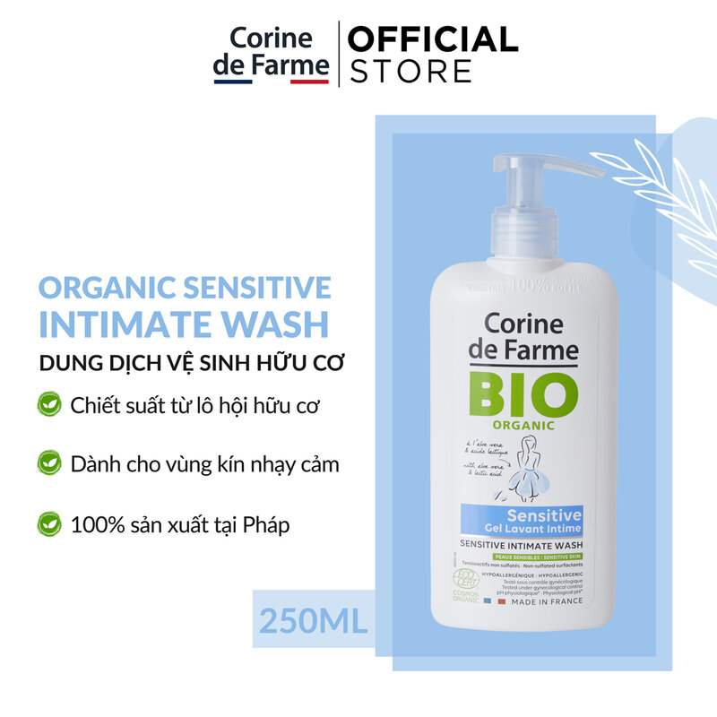 Gel Vệ Sinh Phụ Nữ Hữu Cơ Corine de Farme Da Nhạy Cảm 250ml