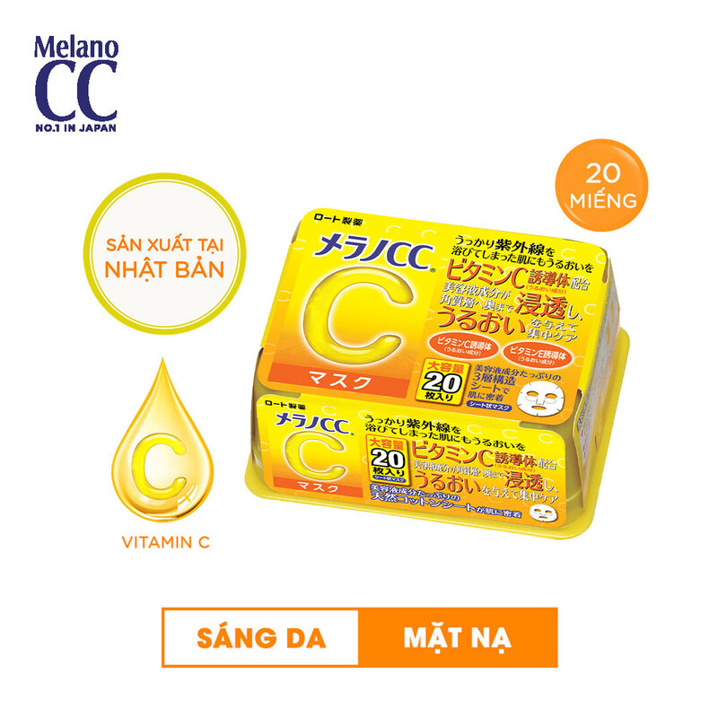 Mặt Nạ Melano CC Dưỡng Sáng Da, Mờ Thâm Nám 20 Miếng