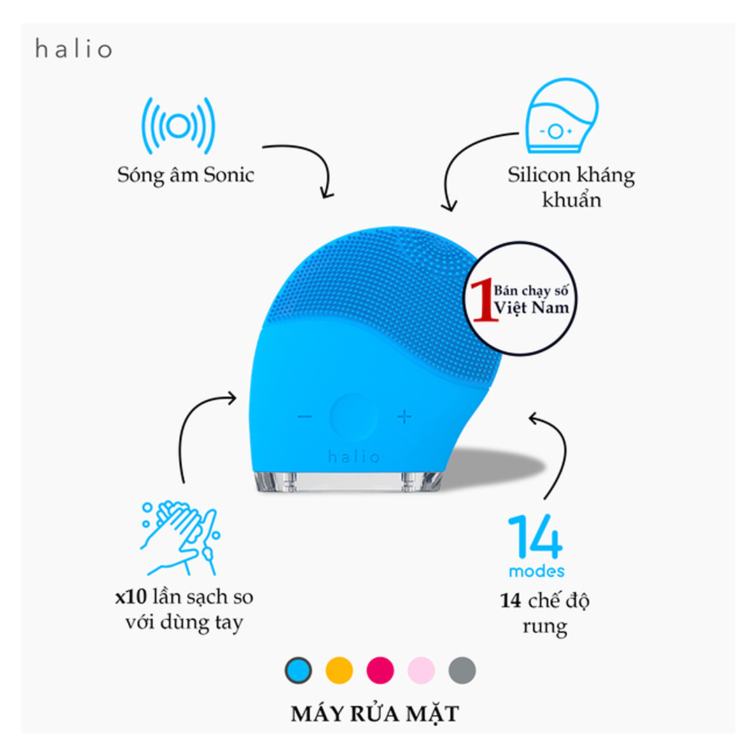 Máy Rửa Mặt Halio Dành Cho Mọi Loại Da Màu Hồng Nhạt 