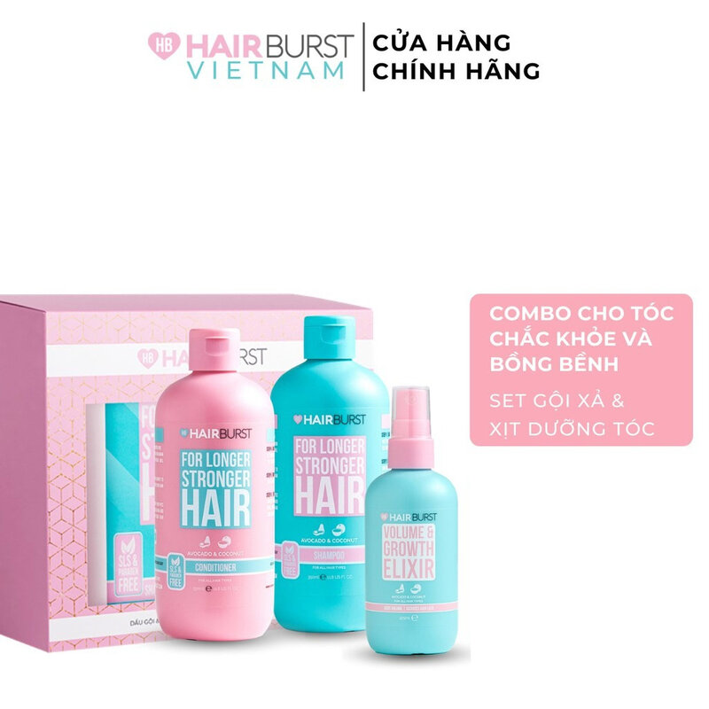 Set Hairburst Gội Xả + Xịt Dưỡng Tóc (350mlx2 + 125ml) 