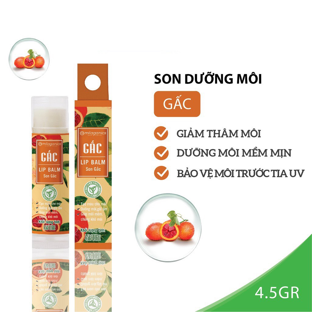 Son Dưỡng Môi Milaganics Gấc Dưỡng Ẩm, Giảm Thâm Môi 4.5g