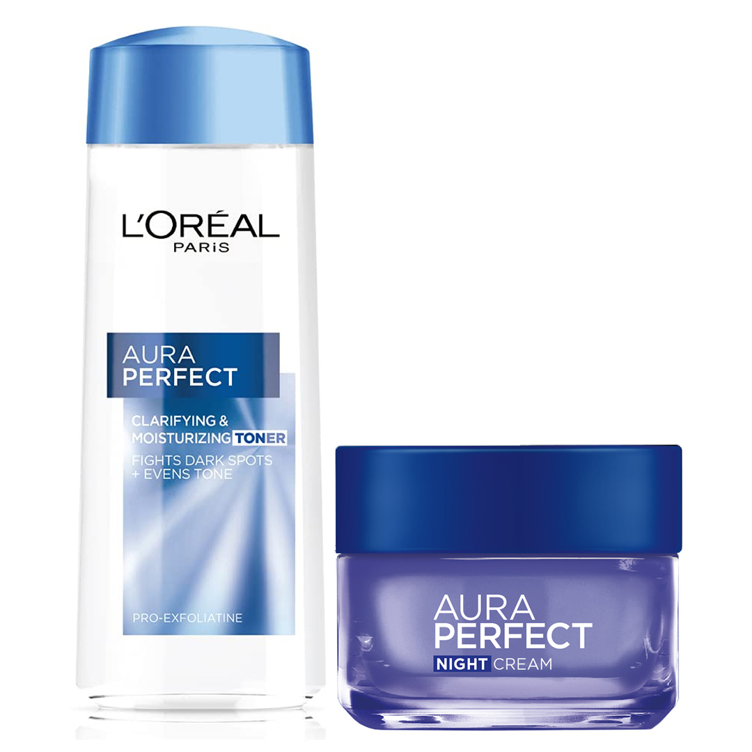 Bộ Đôi L'Oreal Nước Hoa Hồng & Kem Dưỡng Đêm Sáng Da 200ml+50ml