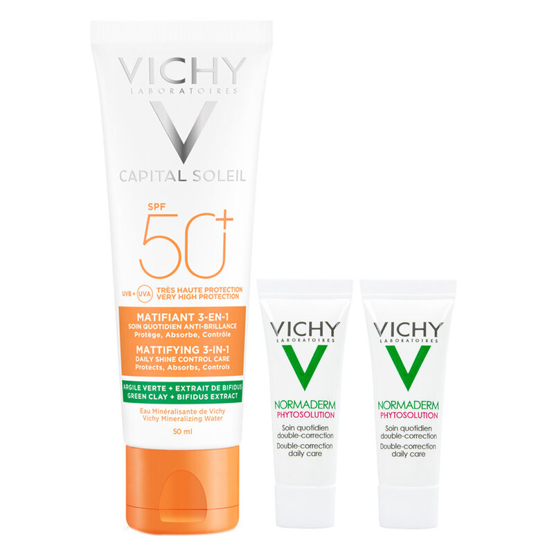 Bộ Vichy Chống Nắng Kiềm Dầu & Kem Dưỡng Cho Da Mụn