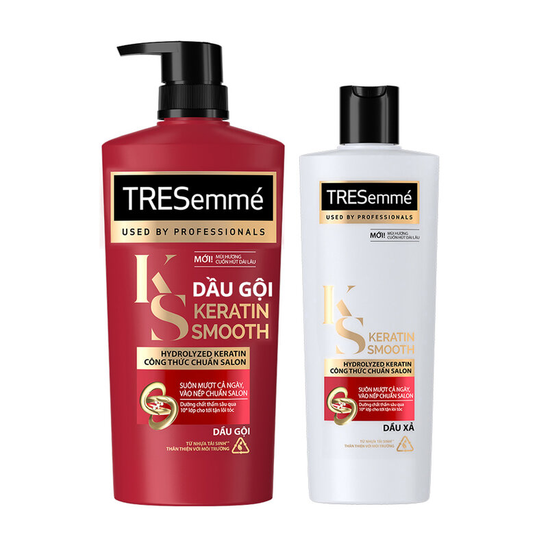 Bộ Gội Xả TRESemmé Keratin Smooth Vào Nếp Suôn Mượt 640g+340g 